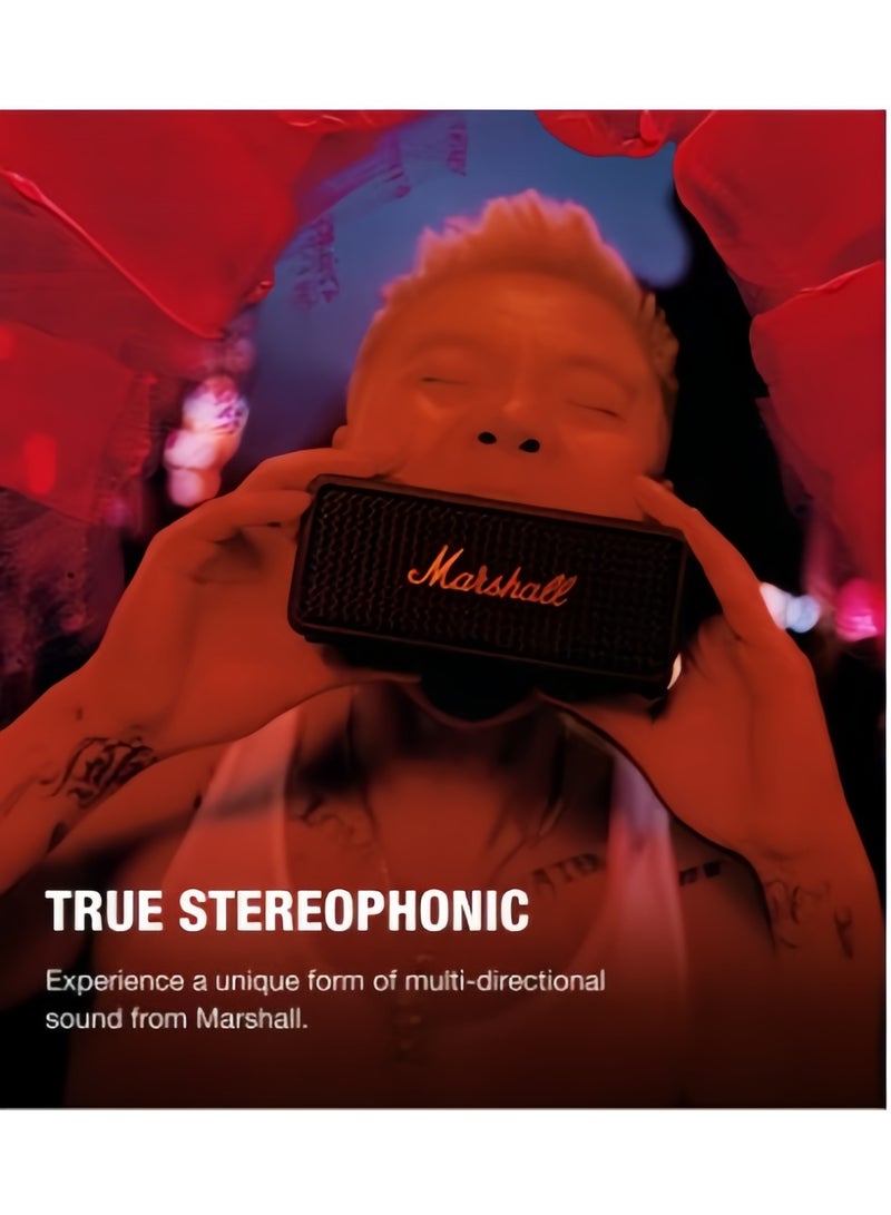 Marshall Emberton III Portable Bluetooth Speaker - Water Resistant Wireless Speaker Portable Speaker With 32+ Hours Of Playtime Black and Brass - Image 3